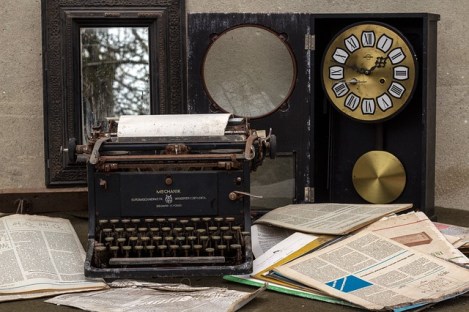 clock and typewriter