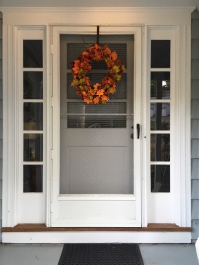 front door with autumn wreath