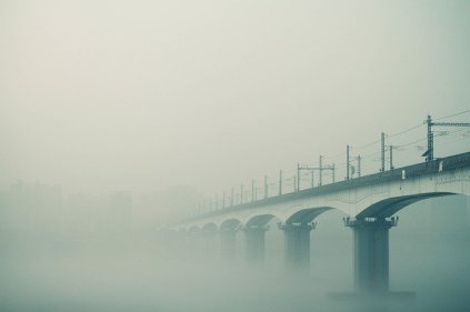 bridge and fog